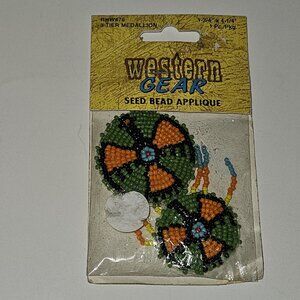 VTG Western Gear Seed Bead Applique 3 Tier Medallion Wang's NOS SEALED